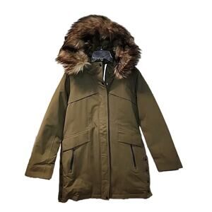 Martha Stewart Womens Puffer Jacket Sz L Down Fur Removable Hood Black $300 NWT